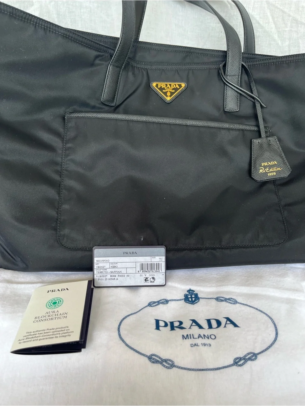 Prada Black 1978 Re-Edition Nylon Shopping Tote Bag - Prada